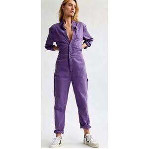 One Teaspoon Starship utility long sleeve cotton Jumpsuit  Purple Dove M